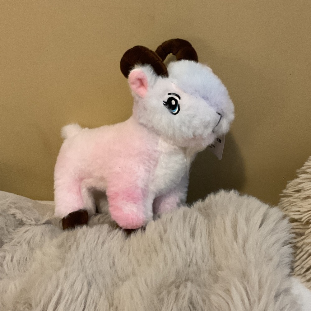 Plush Ram Stuffed Animal - Pink and White Soft Toy - Picture 2 of 3